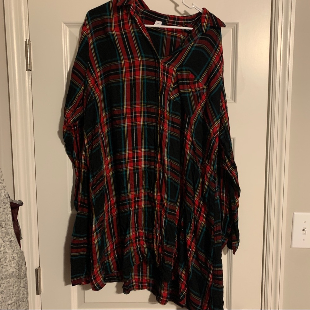 Old Navy Button Down Plaid Tunic